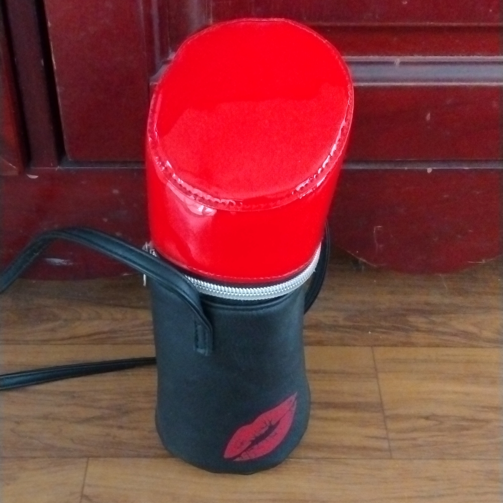 Lip Stick bag,Vinyl,Faux Leather,One Size, Red,and Black